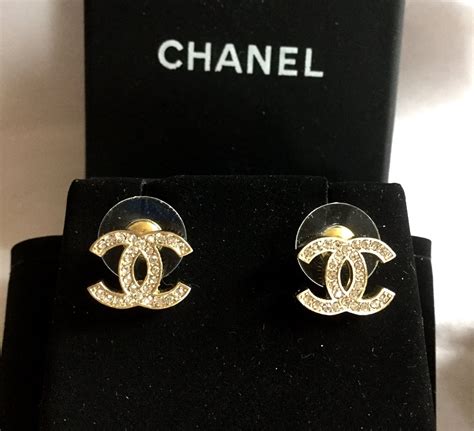 chanel ear clip|authentic chanel logo stud earrings.